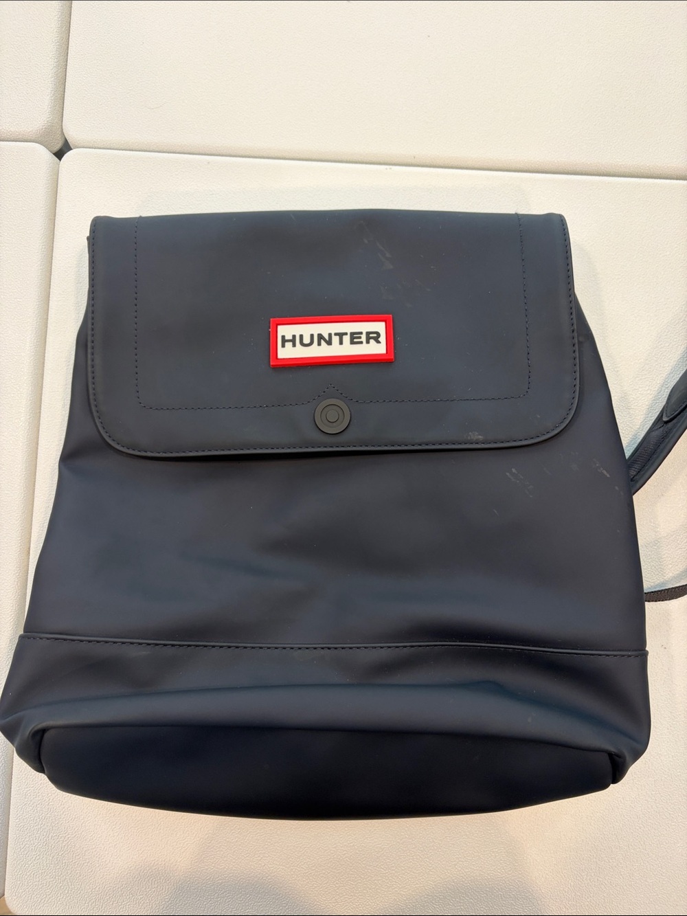 Hunter Black Backpack with Red Logo Trim